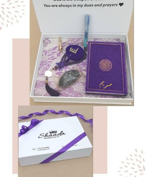 Islamic Gift Set With Rainbow Quran Purple Zayoshe Largest