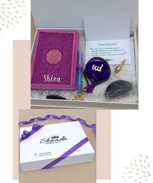 Islamic Gift Set With Rainbow Quran Light Violet Zayoshe Largest
